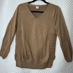Copper colored sweater w/Gold sparkle threads. Cool details. Gr8 for holidays!